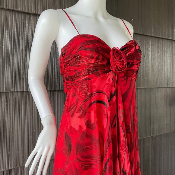 🔥Y2K JS Collection Silk Abstract Rose Romantic Party Evening Gala Mermaid Dress - Picture 6 of 17